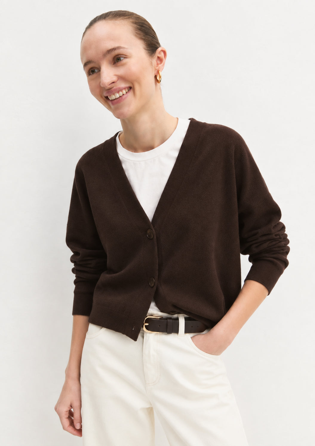 Cardigan dritto in viscosa stretch Emmbacini Testa di Moro 2625346041200 008 EMME MARELLA
