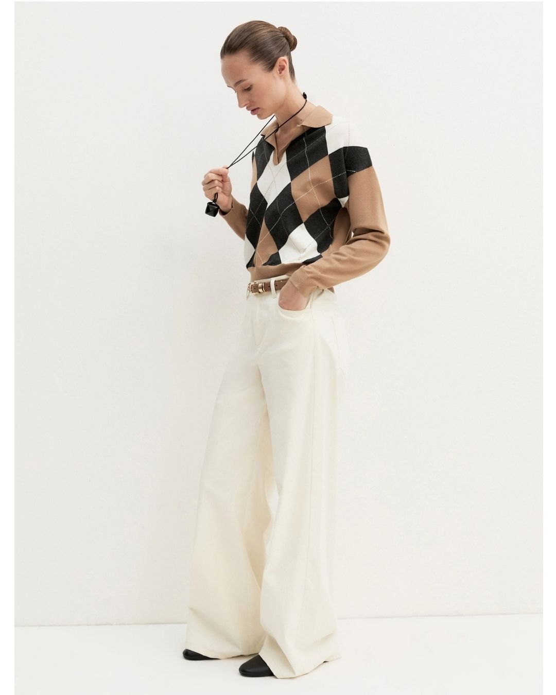 Polo crop in maglia stretch Emmottanta Cammello 2625366121200 007 EMME MARELLA