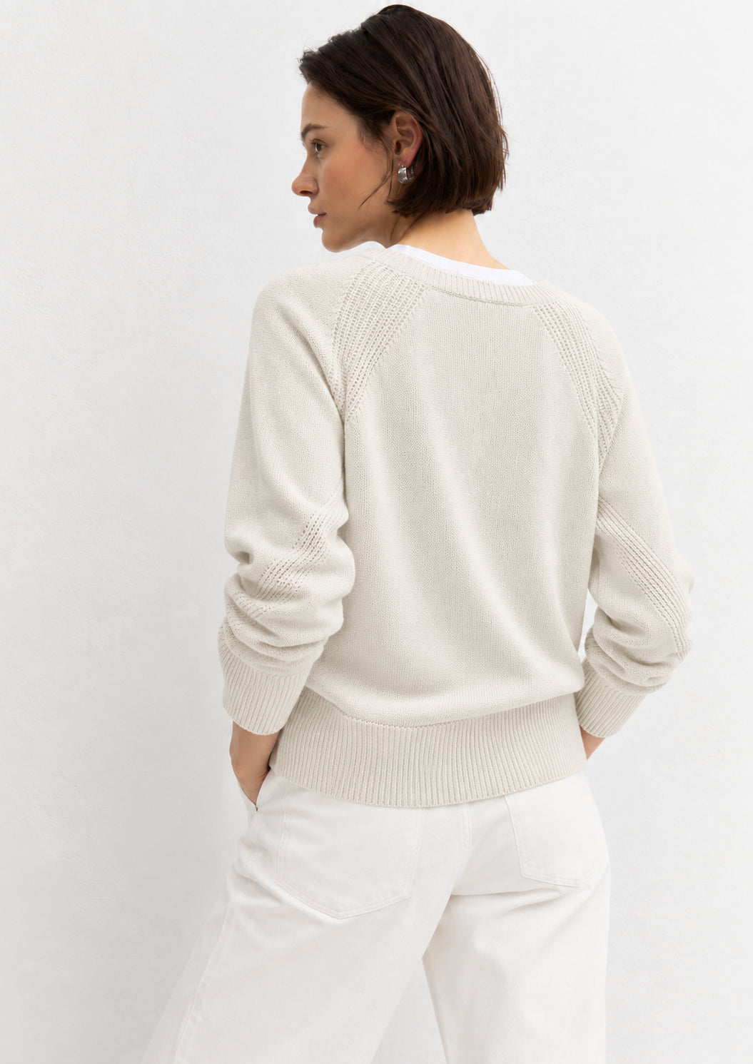 Maglia in filato di misto lana merinos Emmarcadia Bianco Panna 2625366312200 002 EMME MARELLA