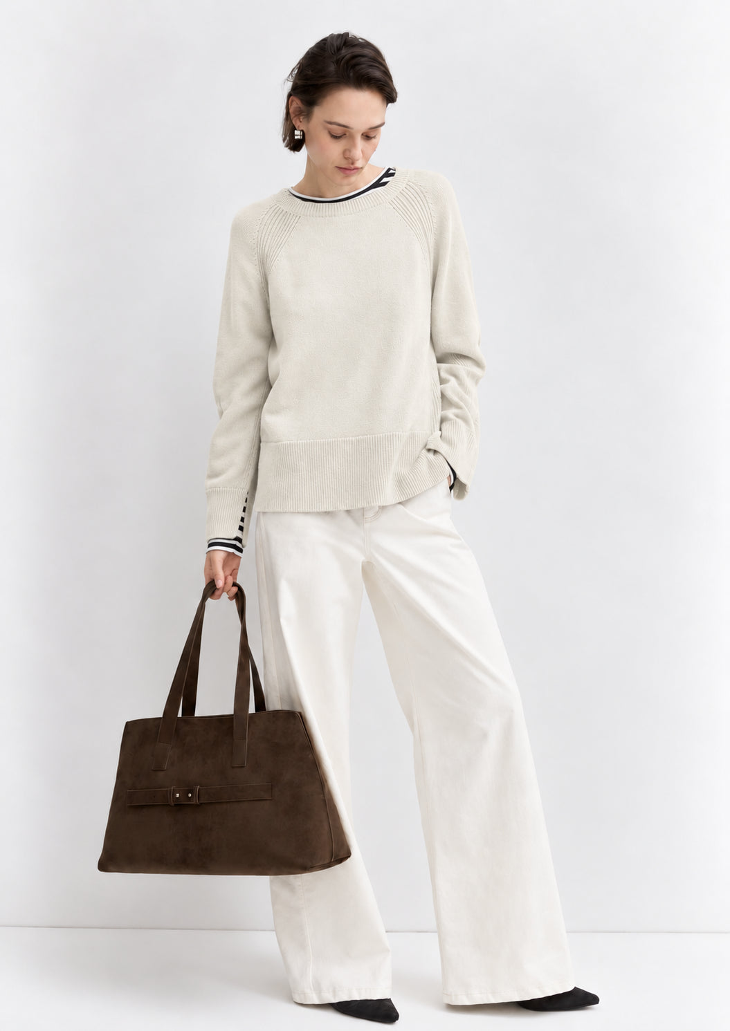 Maglia in filato di misto lana merinos Emmarcadia Bianco Panna 2625366312200 002 EMME MARELLA