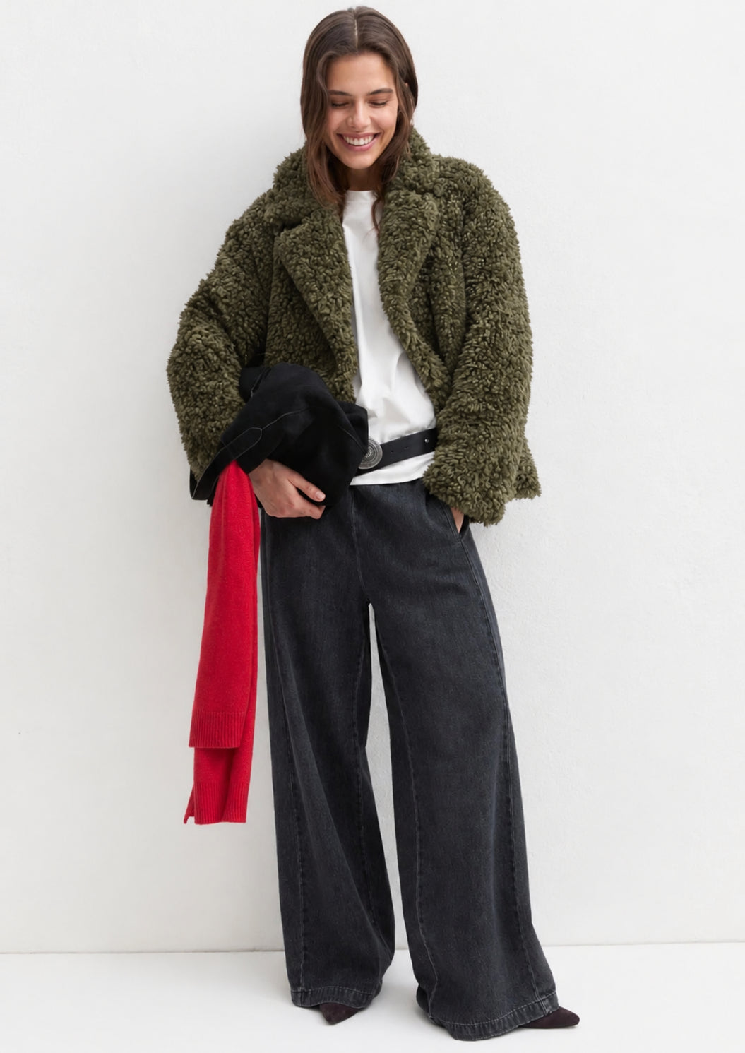 Giaccone in tessuto furry Emmcrea Verde Oliva 2625456022200 001 EMME MARELLA