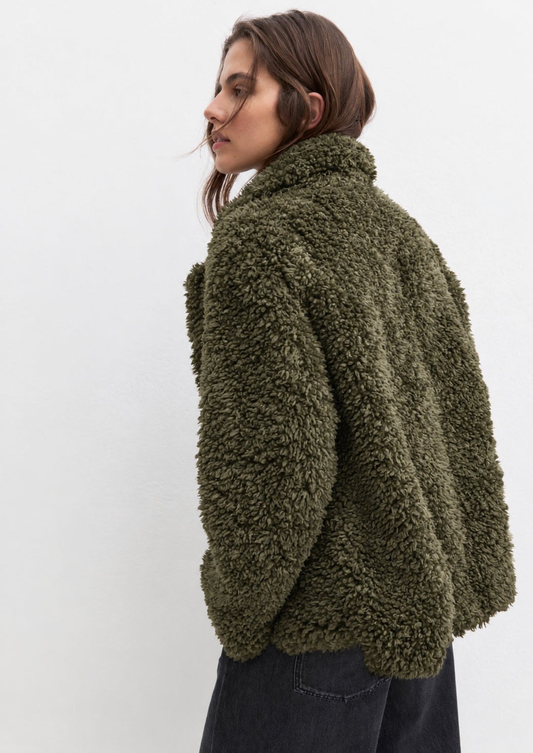 Giaccone in tessuto furry Emmcrea Verde Oliva 2625456022200 001 EMME MARELLA