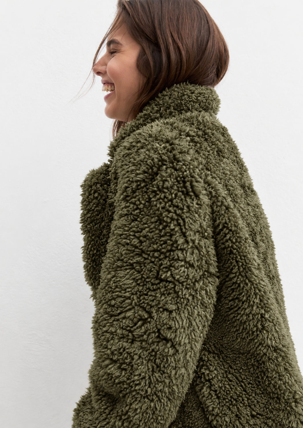 Giaccone in tessuto furry Emmcrea Verde Oliva 2625456022200 001 EMME MARELLA