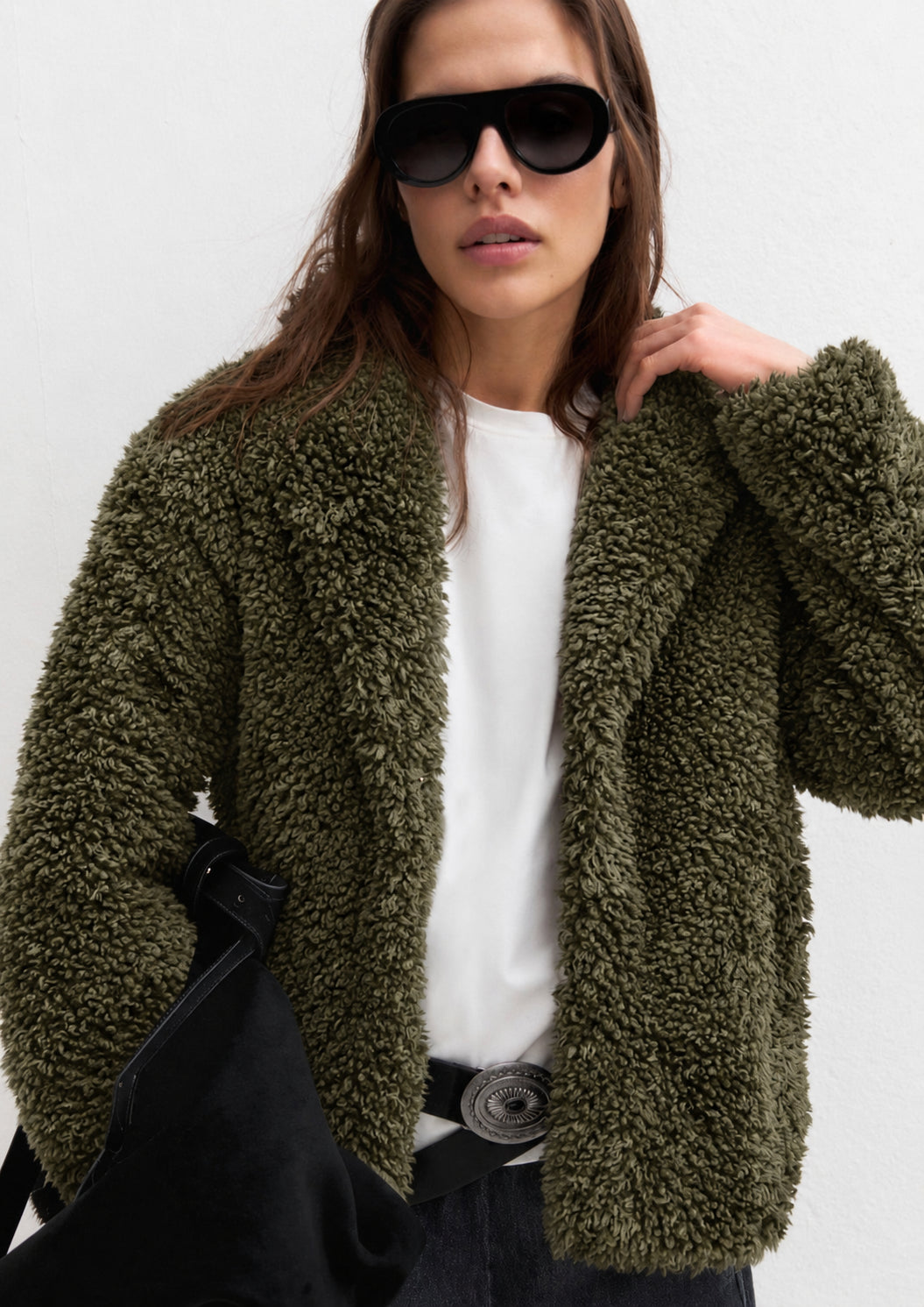 Giaccone in tessuto furry Emmcrea Verde Oliva 2625456022200 001 EMME MARELLA