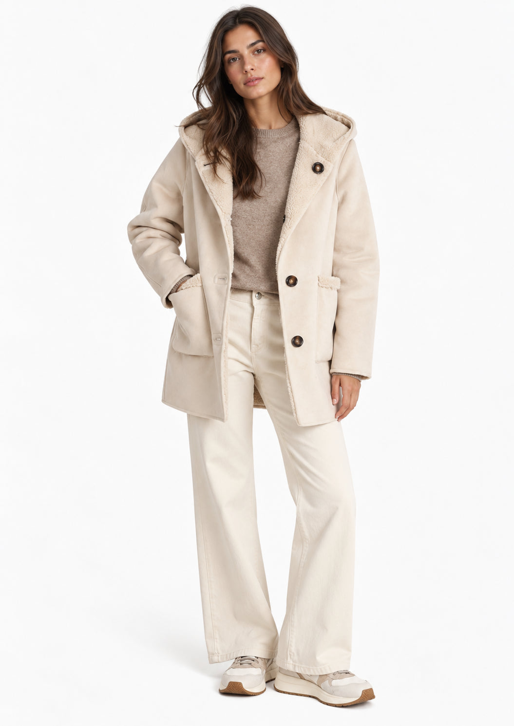 Parka in jersey dal finish vellutato reversibile Emmottone Beige 2625456061200 001 EMME MARELLA