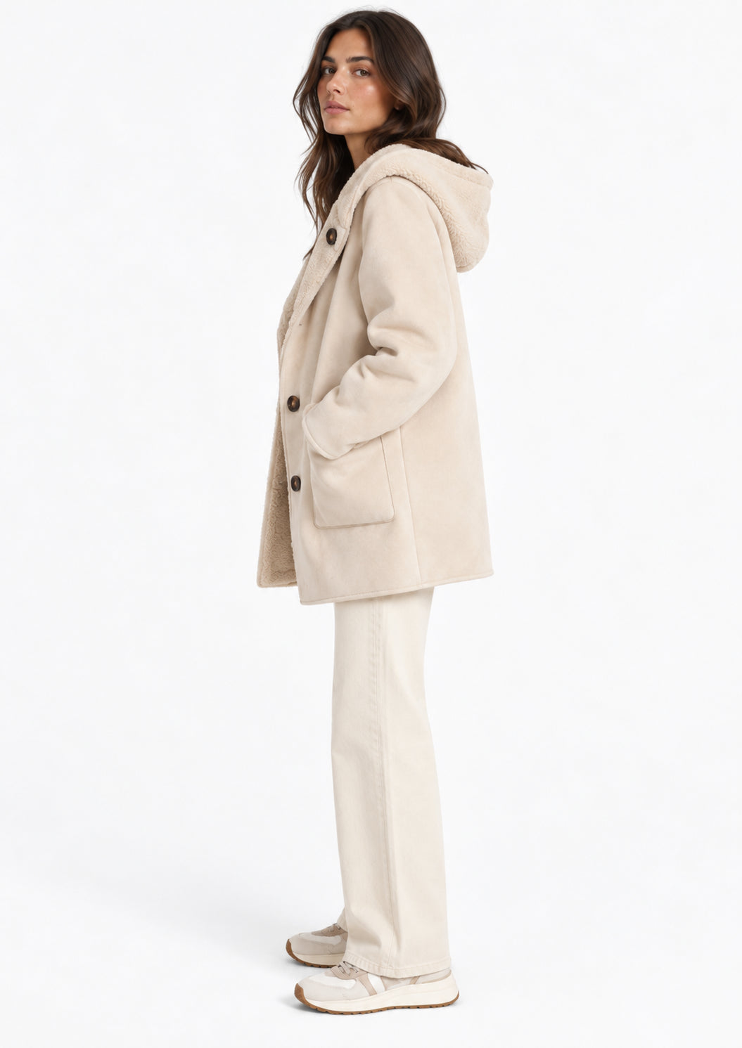 Parka in jersey dal finish vellutato reversibile Emmottone Beige 2625456061200 001 EMME MARELLA
