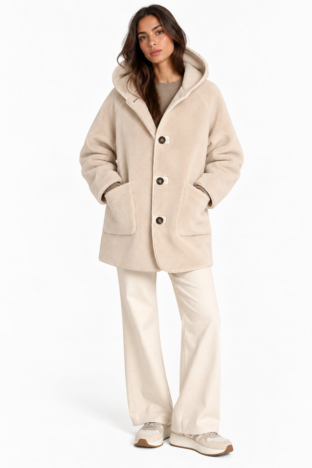 Parka in jersey dal finish vellutato reversibile Emmottone Beige 2625456061200 001 EMME MARELLA