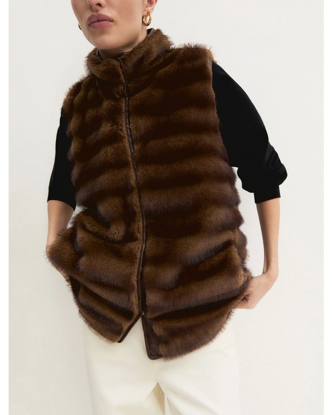 Gilet lungo in jersey Emmbaccano Cognac 2625456071200 001 EMME MARELLA