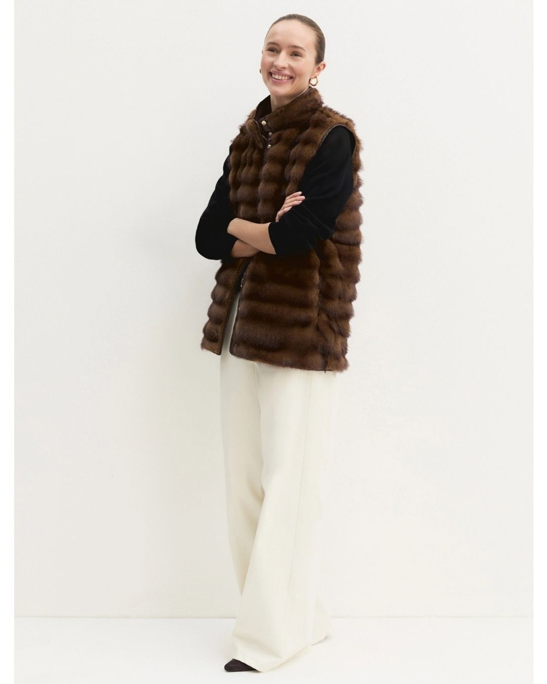 Gilet lungo in jersey Emmbaccano Cognac 2625456071200 001 EMME MARELLA