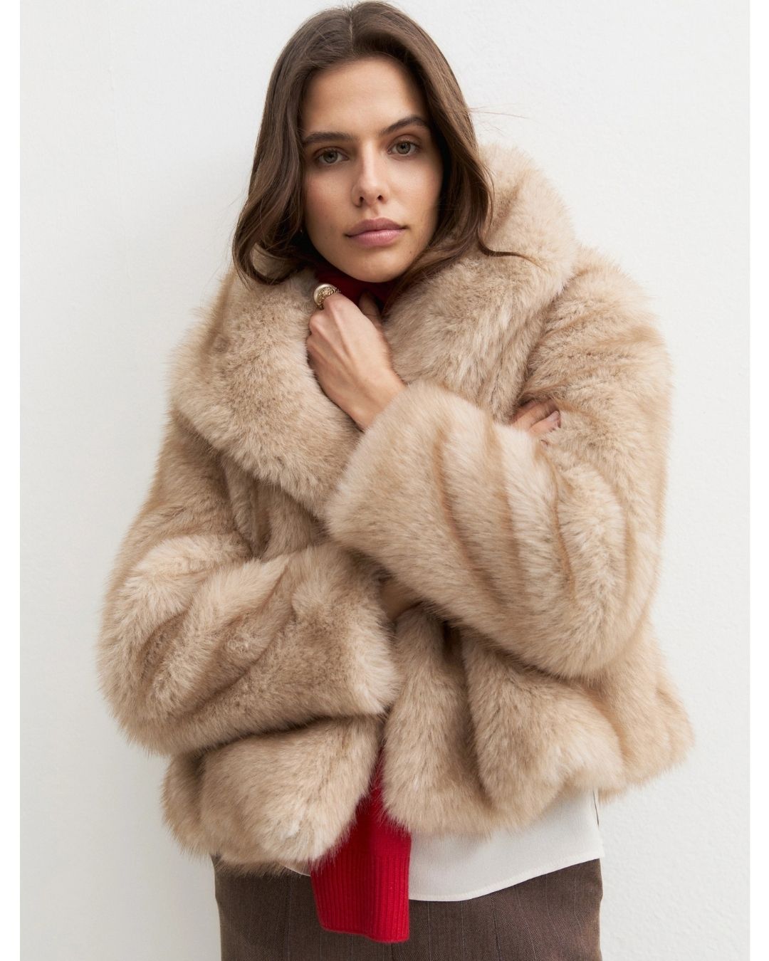 Cappotto corto in jersey furry Emmpatio Ecrù 2625456112200 001 EMME MARELLA