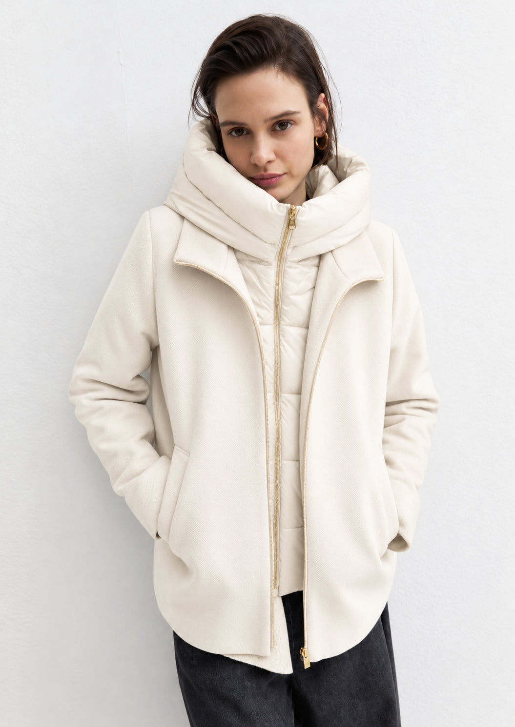 Capospalla in panno soft imbottito Emmsorriso Bianco Panna 2625486082200 001 EMME MARELLA