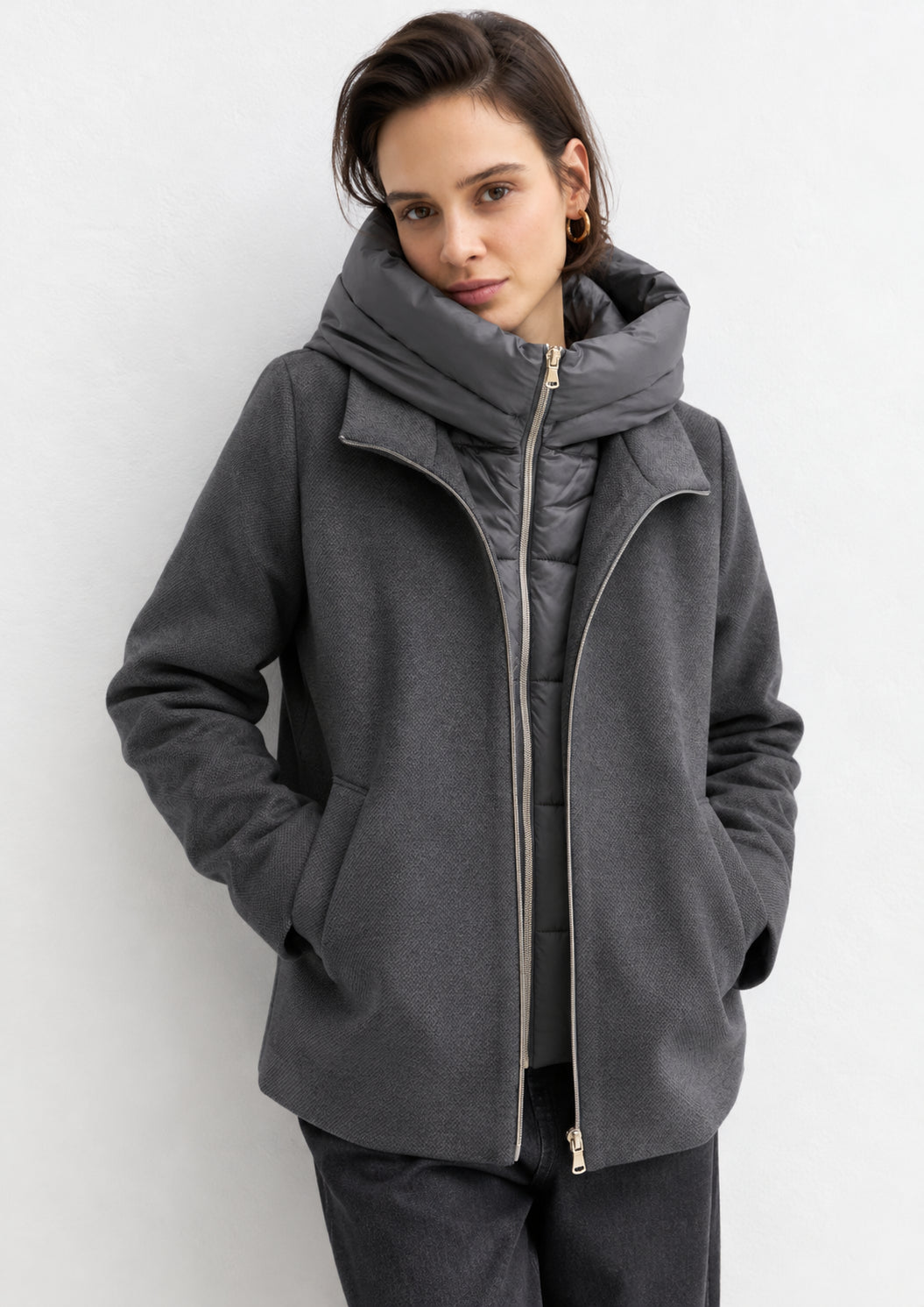 Capospalla in panno soft imbottito Emmsorriso Grigio Scuro Melange 2625486082200 011 EMME MARELLA