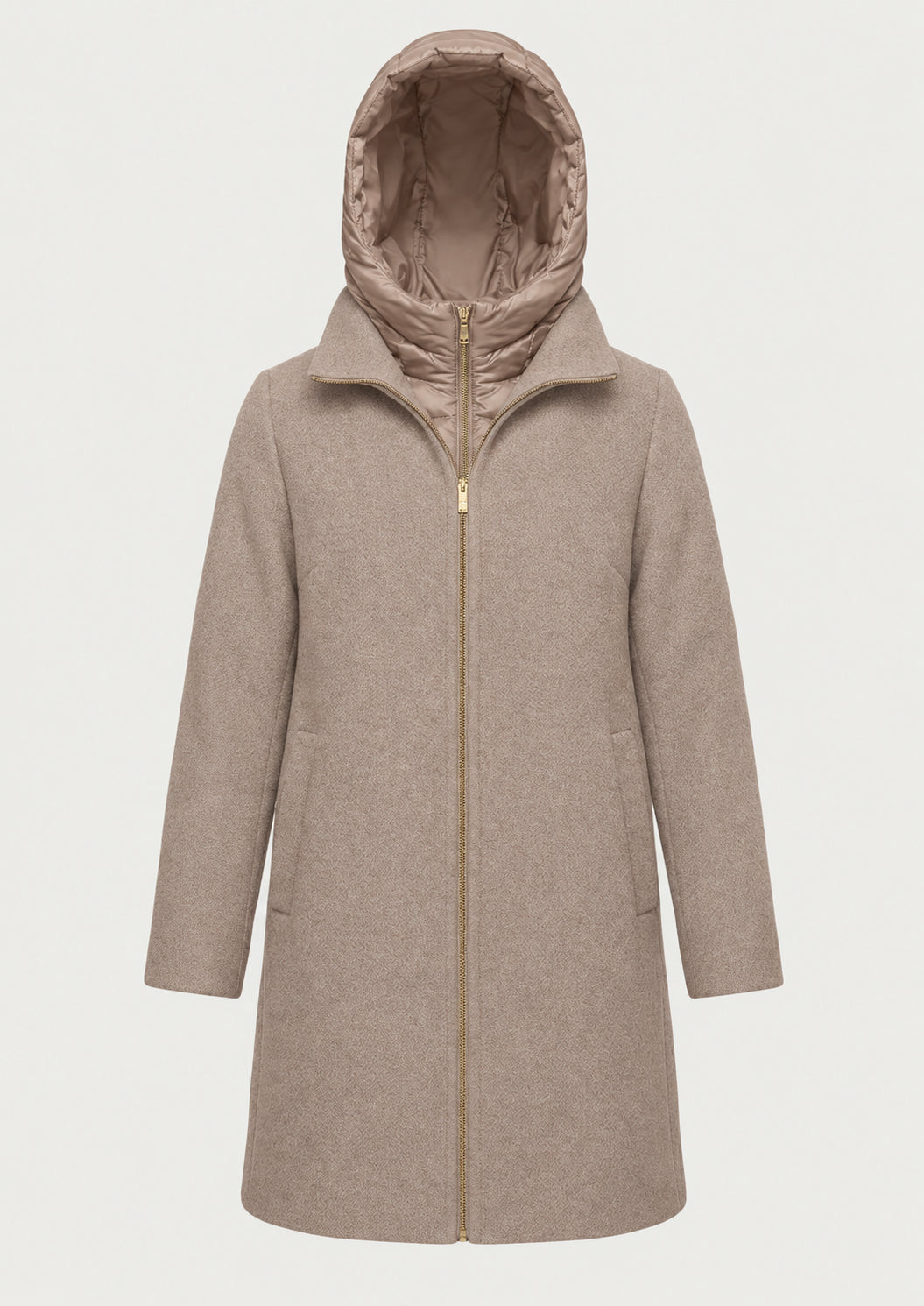 Giubbino in panno soft imbottito con cappuccio Emmbacio Sabbia 2625496102200 002 EMME MARELLA