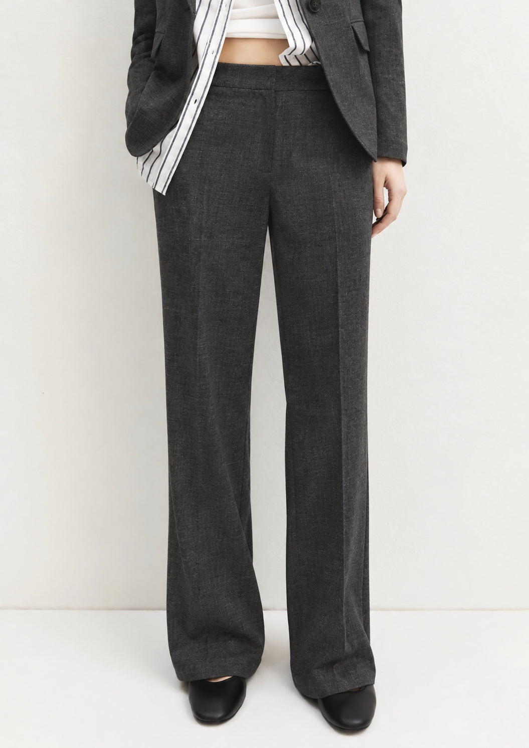 Pantalone dritto in jersey stretch Emmpalace Grigio Scuro Melange 2625786021200 004 EMME MARELLA