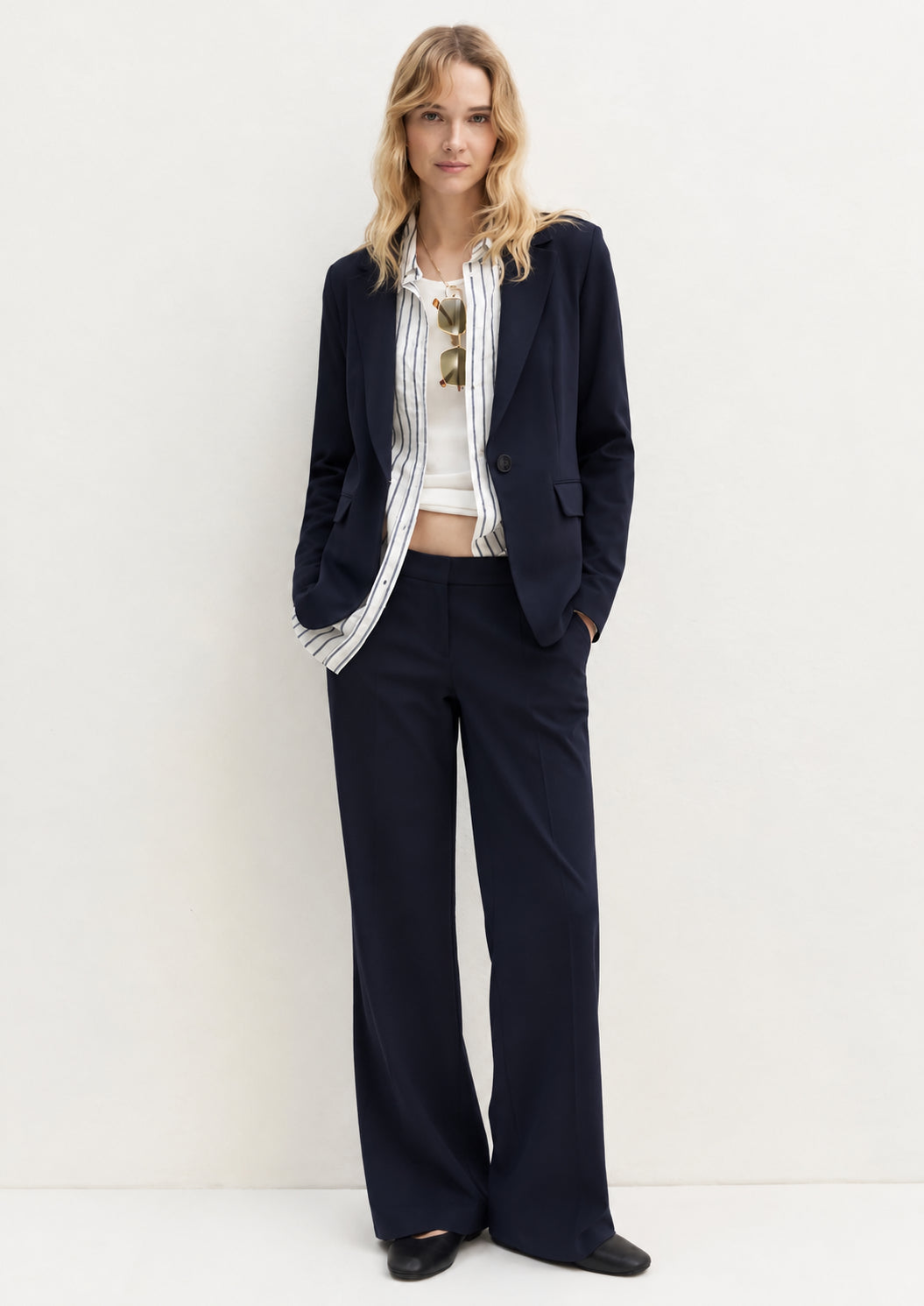 Pantalone dritto in jersey stretch Emmpalace Navy 2625786021200 007 EMME MARELLA