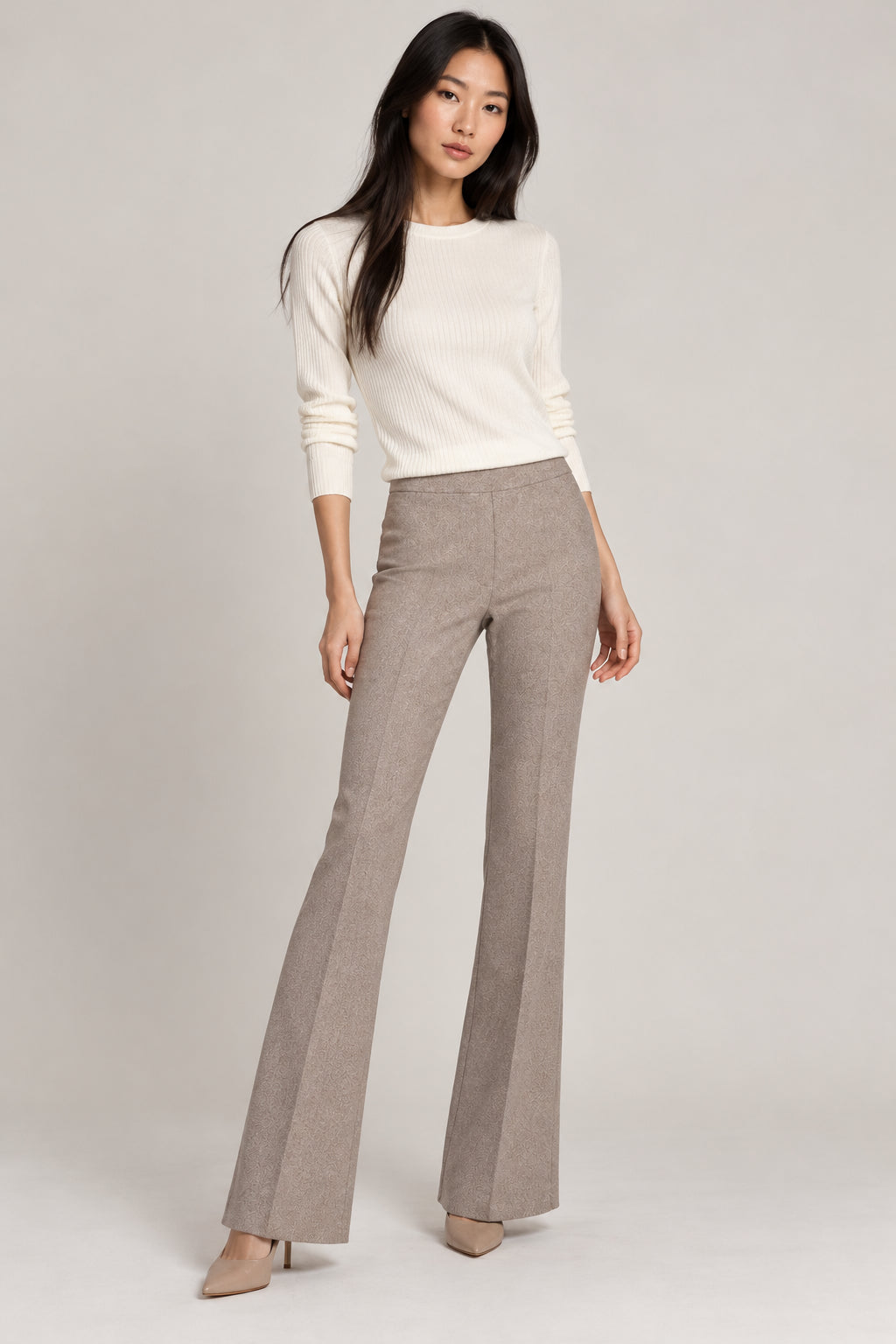 Pantalone in jersey di misto cotone stretch Emmzamia Ecru 2625786022200 001 EMME MARELLA