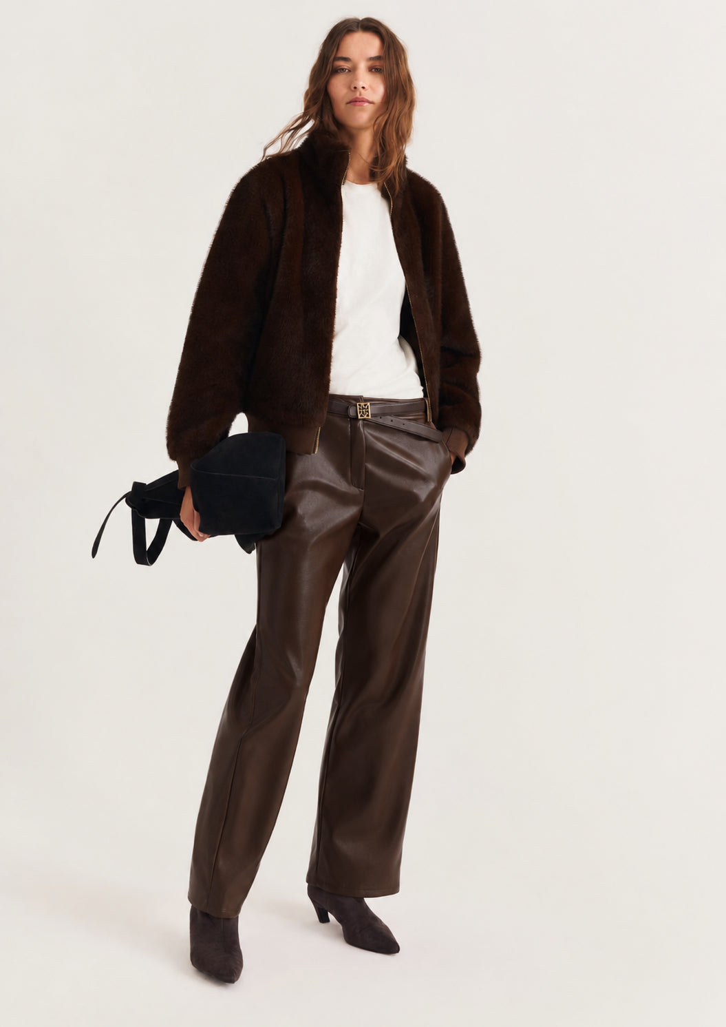 Pantalone dritto in jersey spalmato Emmargento Teasta di Moro 2625786032200 003 EMME MARELLA