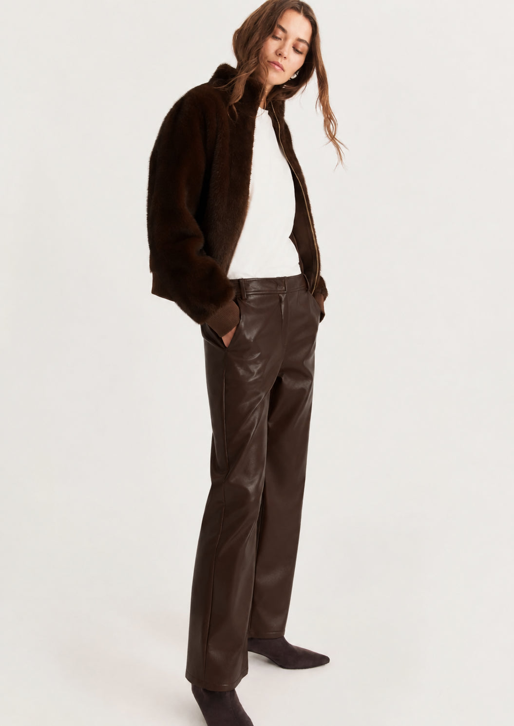 Pantalone dritto in jersey spalmato Emmargento Teasta di Moro 2625786032200 003 EMME MARELLA