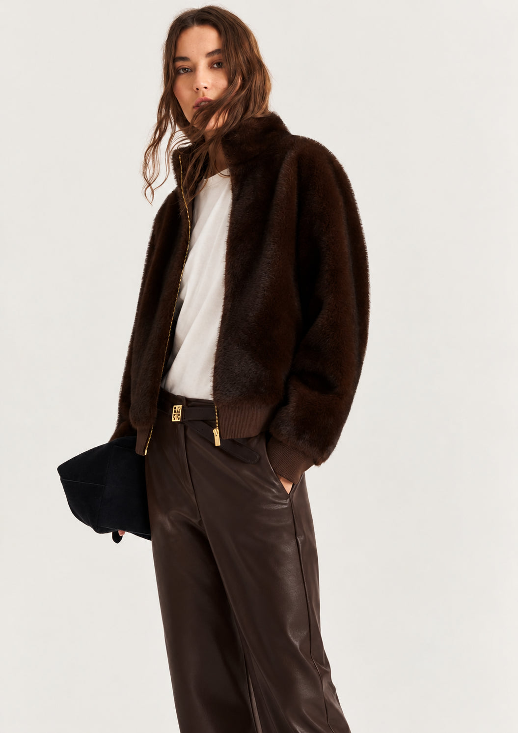 Pantalone dritto in jersey spalmato Emmargento Teasta di Moro 2625786032200 003 EMME MARELLA