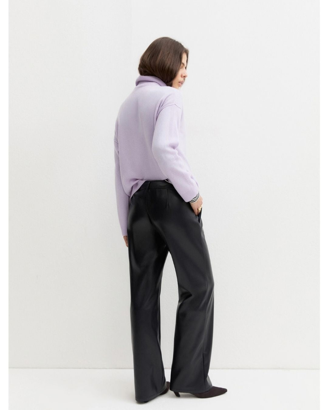 Pantalone dritto in jersey spalmato Emmargento Navy 2625786032200 004 EMME MARELLA