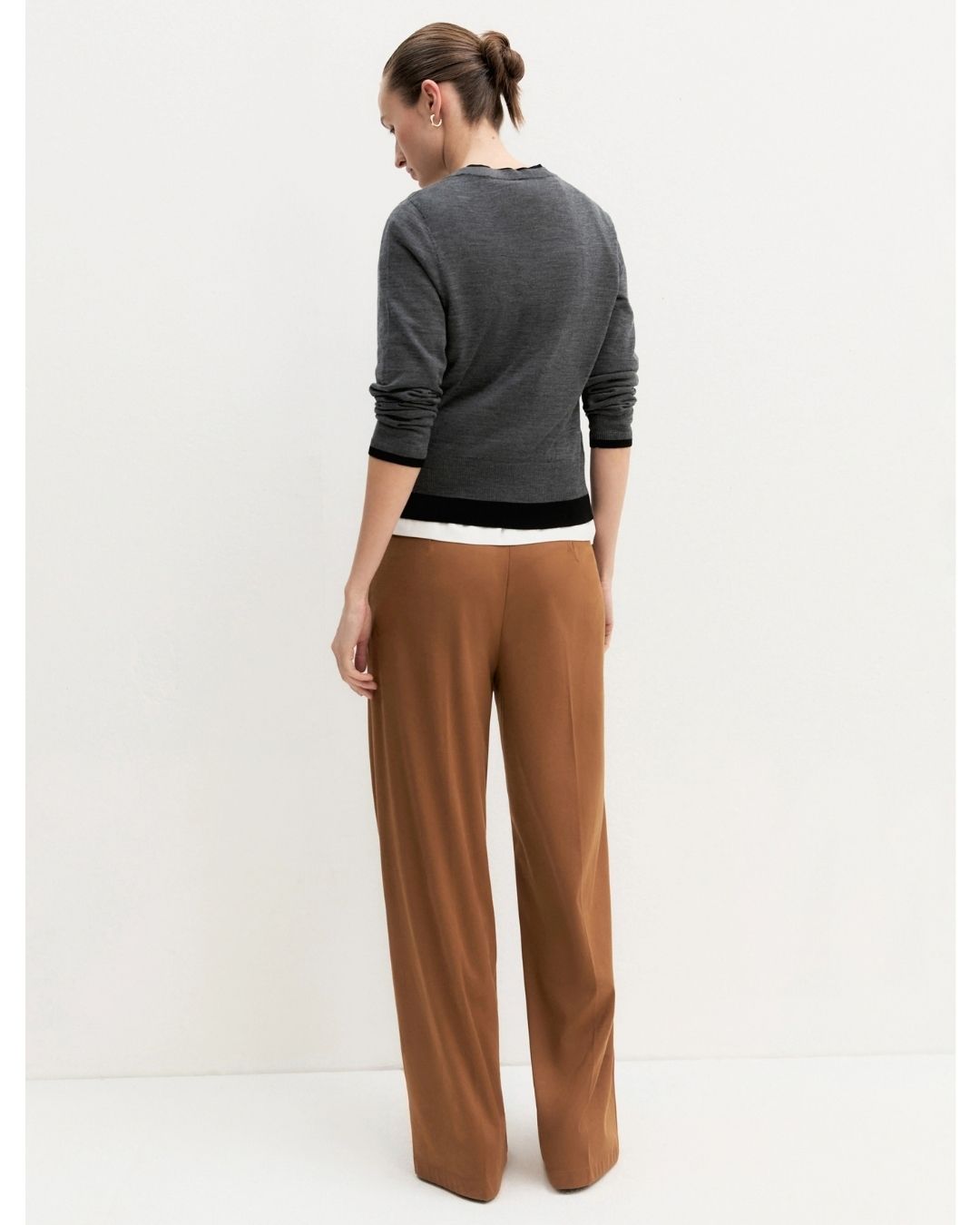 Pantalone dritto in jersey stretch Cognac 2625786071200 002 EMME MARELLA