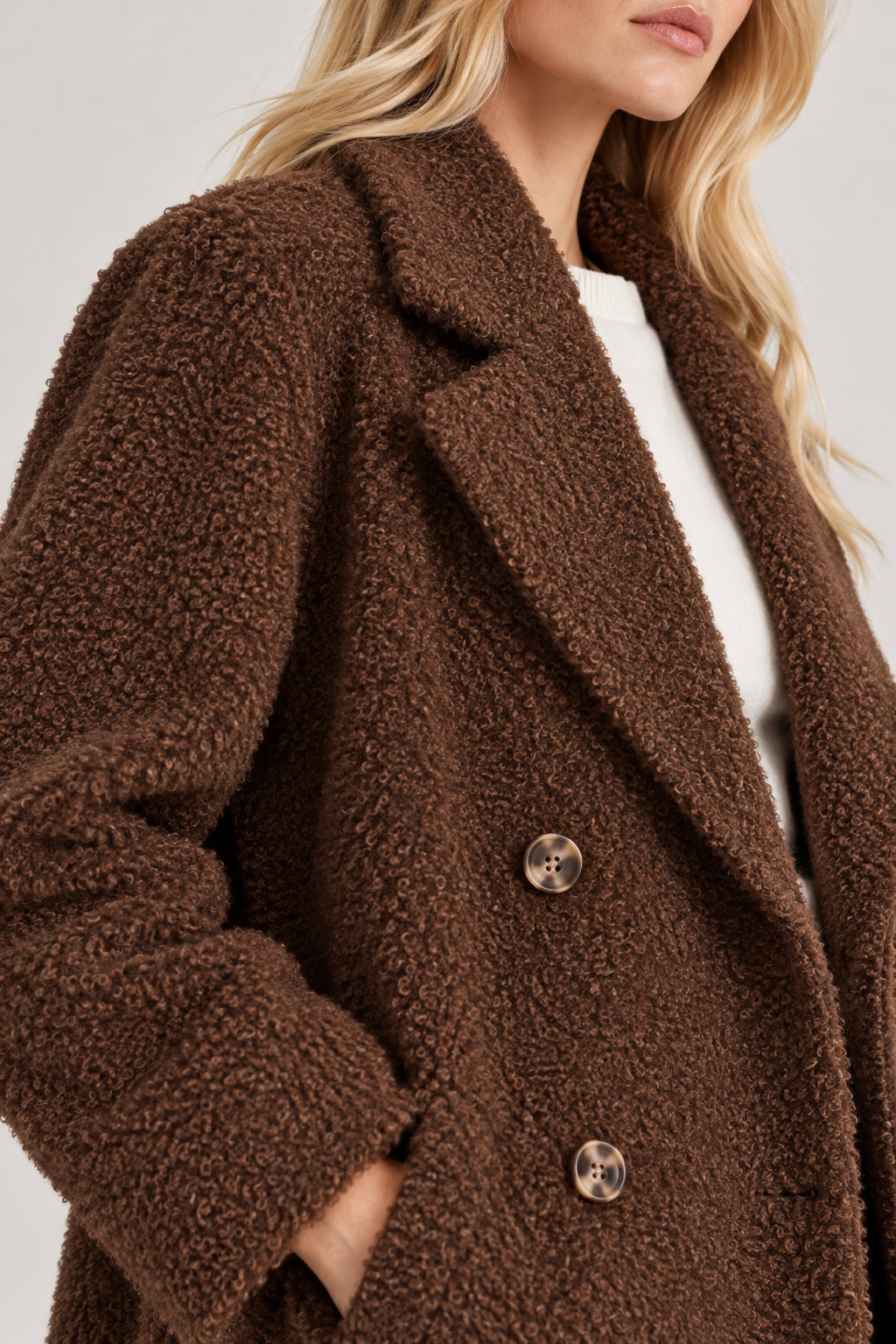 Cappottino in jersey bouclé stretch Emmvanesio Tortora 2625906062200 002 EMME MARELLA