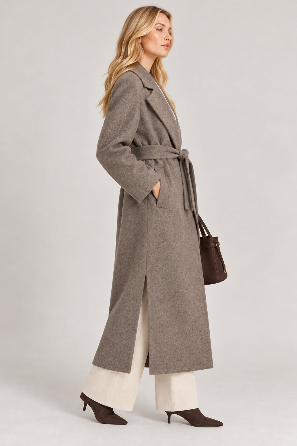 Cappotto in jersey panno soft Emmboero Tortora 2625906082200 002 EMME MARELLA