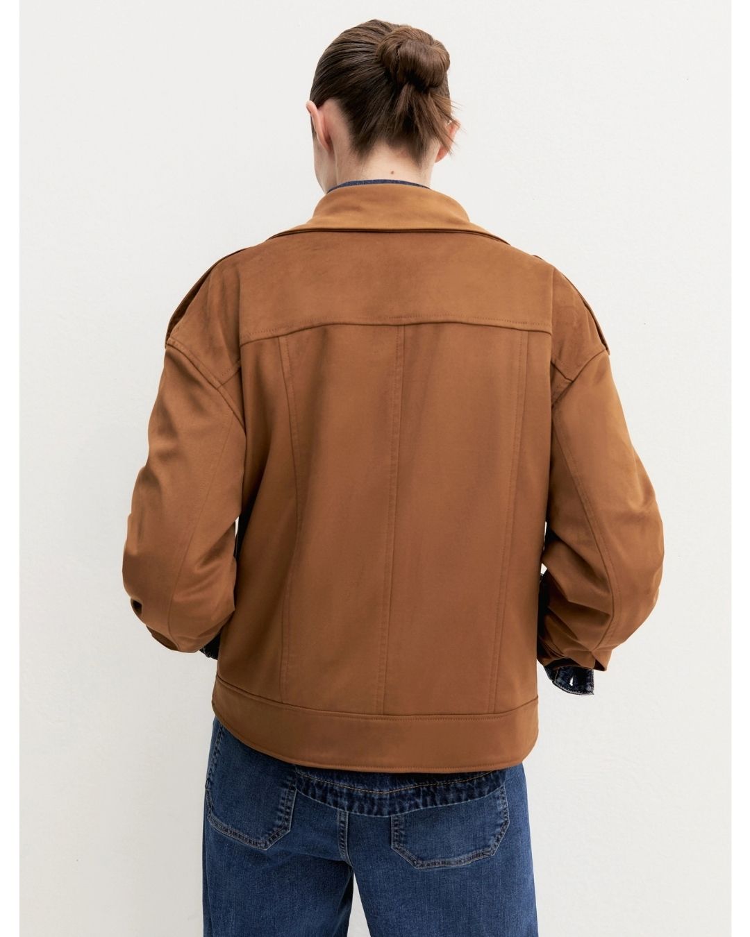 Biker jacket in jersey stretch Cognac 2625916061200 002 EMME MARELLA