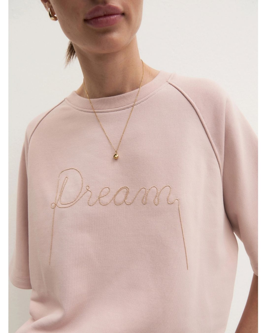 Felpa over con ricamo Rosa polvere 2625926014200 001 EMME MARELLA