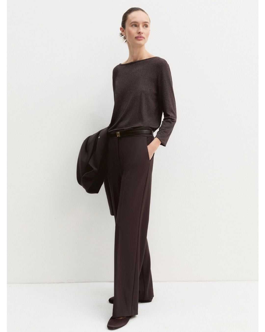 T-shirt in viscosa stretch Marrone 2625976021200 011 EMME MARELLA