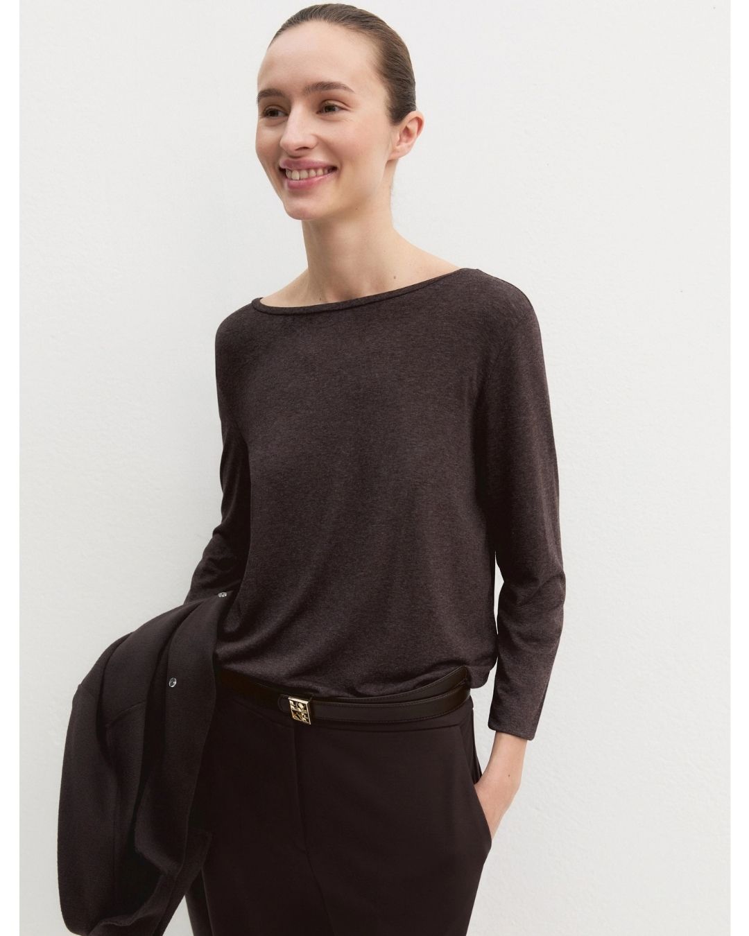 T-shirt in viscosa stretch Marrone 2625976021200 011 EMME MARELLA