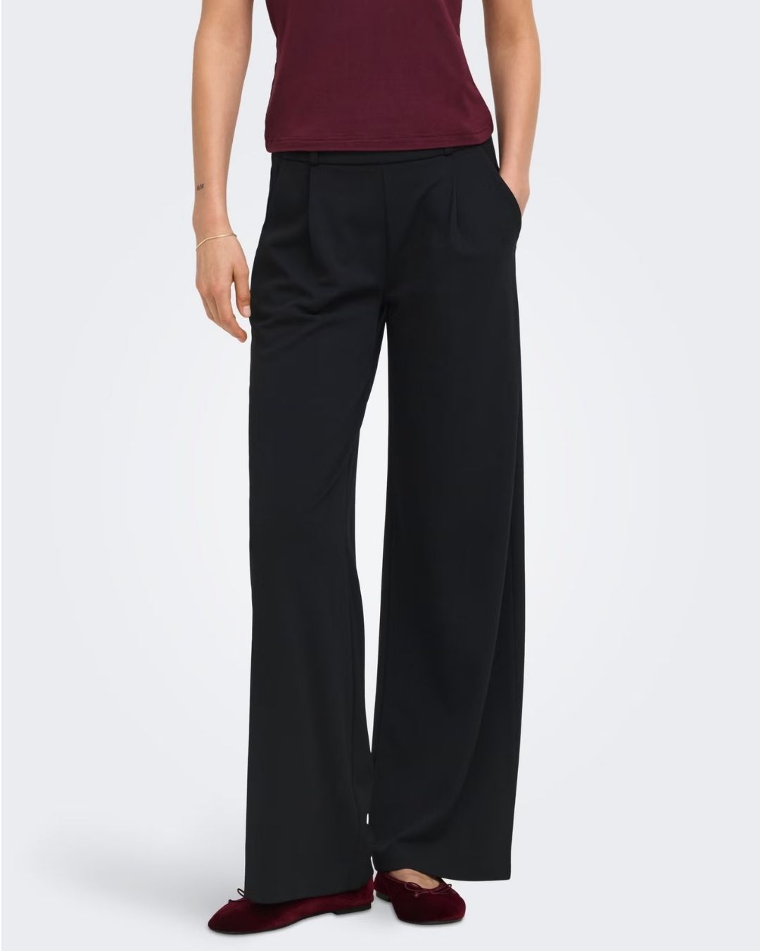 Pantaloni Wide Leg Geggo Donna Nero 15208430 Black GOLD BUTTONS JACQUELINE DE YONG