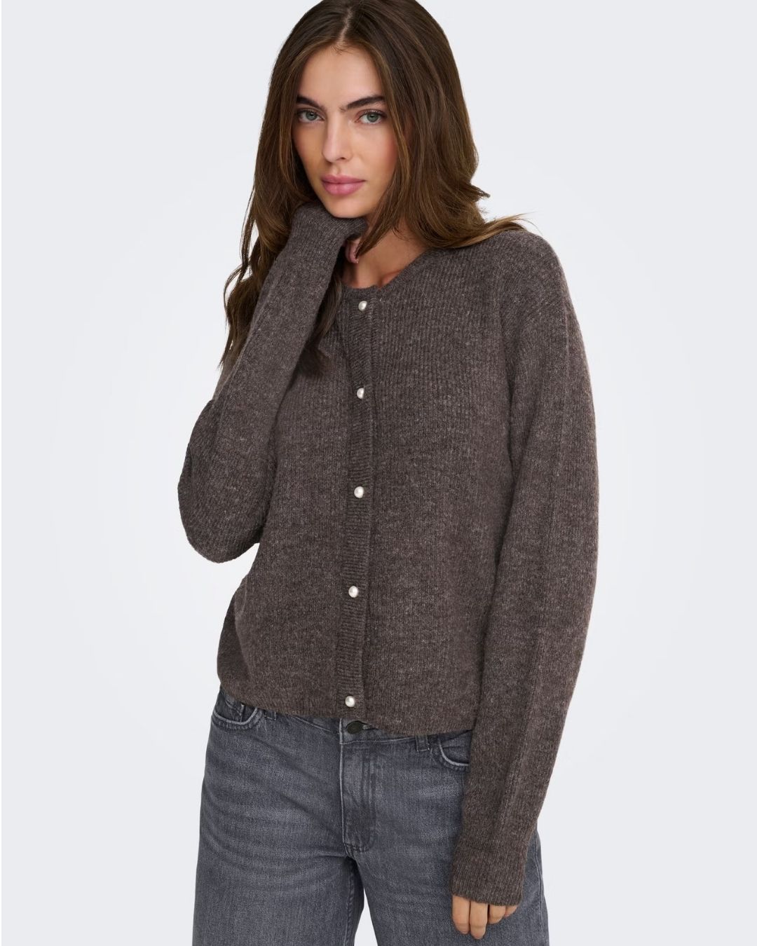 Cardigan Donna Marrone Bracken 15326819 Bracken MELANGE JACQUELINE DE YONG
