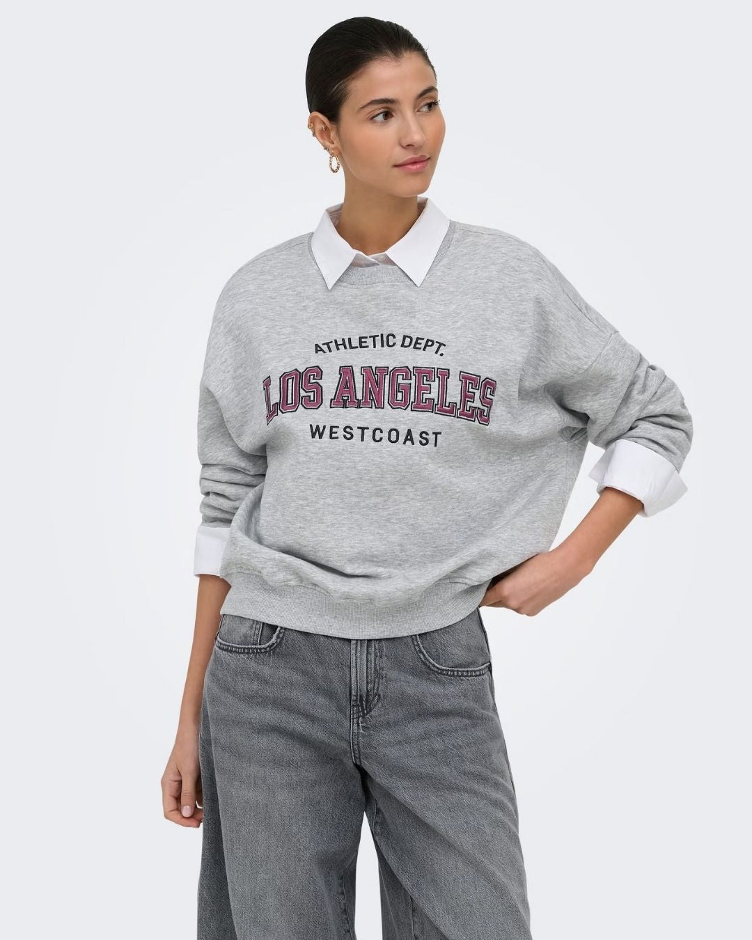 Felpa Donna Grigio Light Grey Melange 15370526 Light Grey Melange JACQUELINE DE YONG