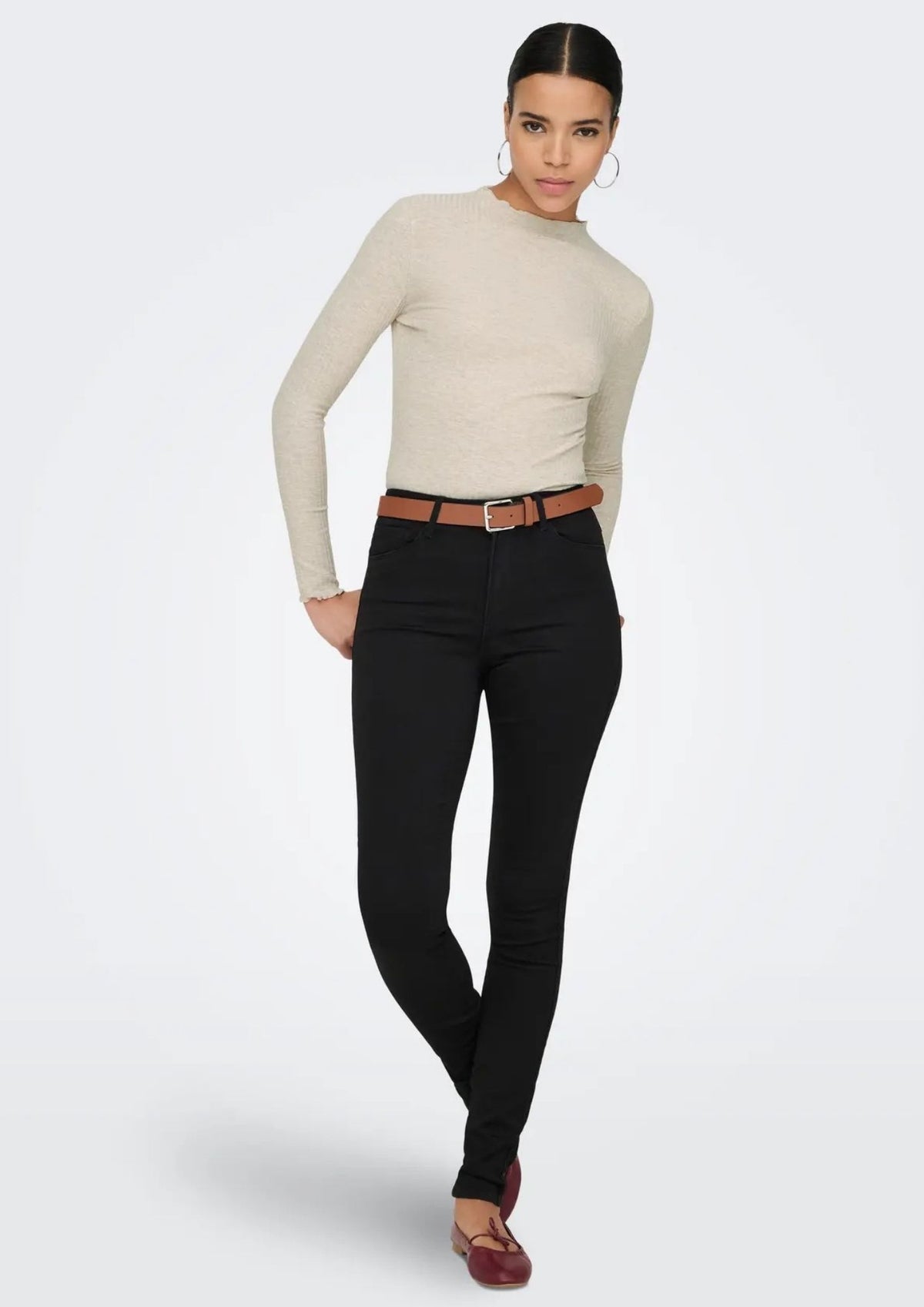 Only Top Donna Emma Grigio Pomice 15180040 Pumice Stone MELANGE ONLY