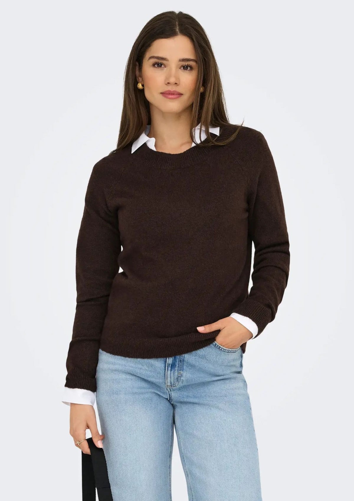 Only Pullover Donna Rica Marrone Cioccolato 15204279 Chocolate Torte W. MELANGE ONLY