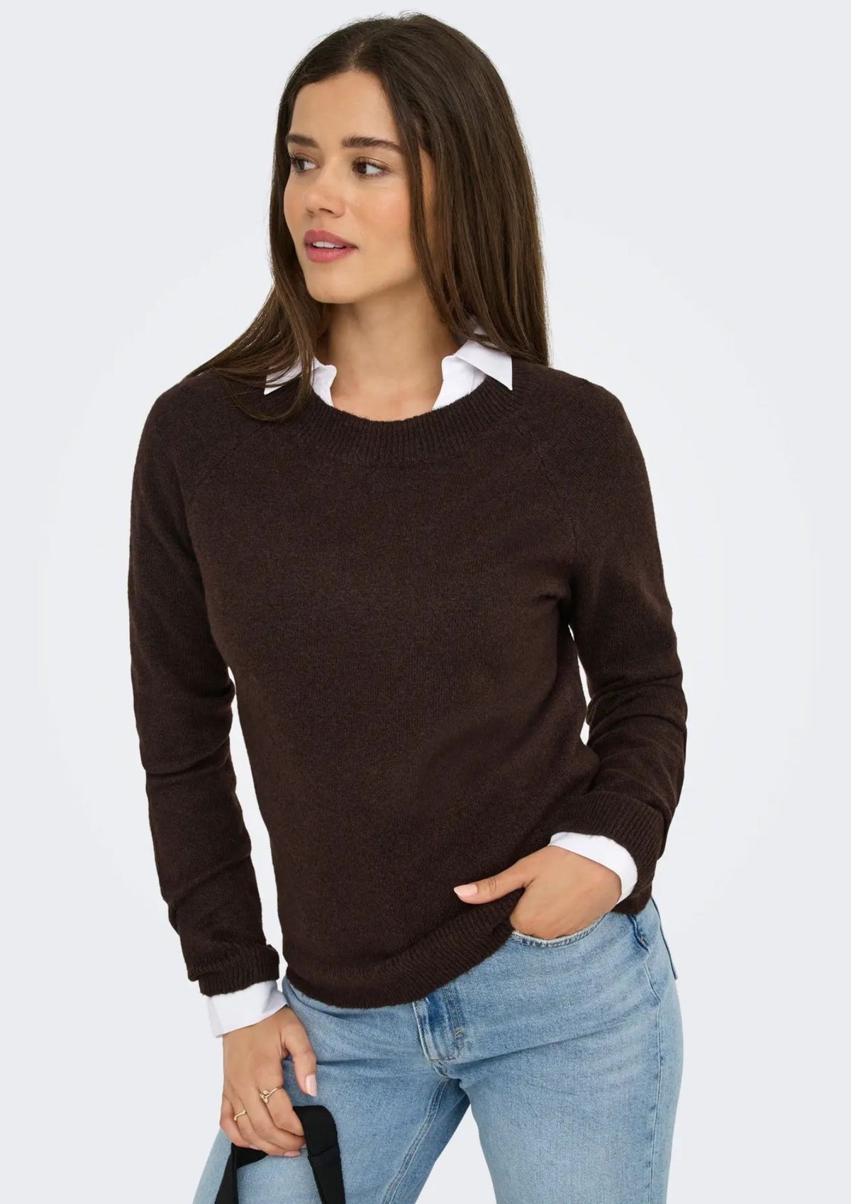 Only Pullover Donna Rica Marrone Cioccolato 15204279 Chocolate Torte W. MELANGE ONLY