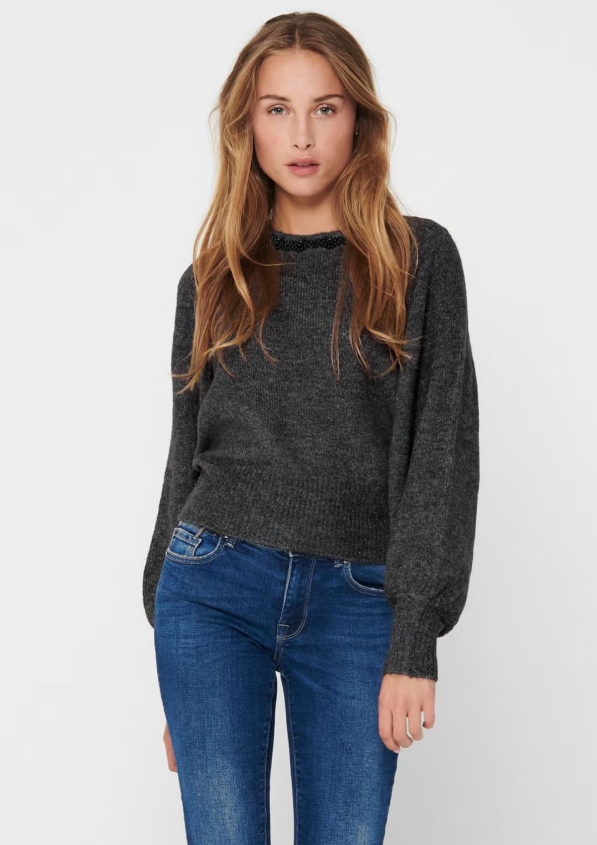 Only Pullover Donna Elsa Grigio Scuro 15210667 Medium Grey Melange ONLY