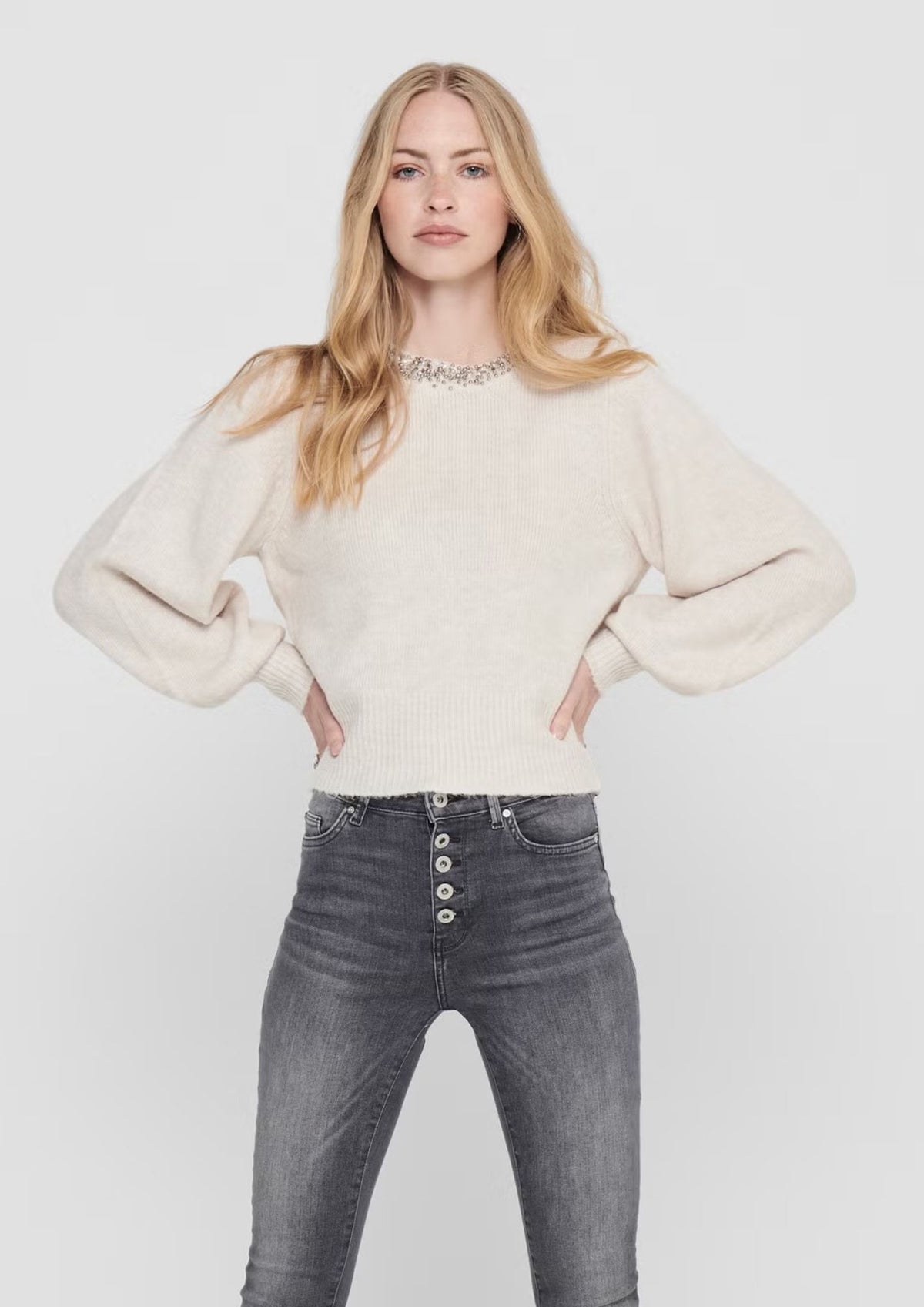 Only Pullover Donna Elsa Grigio Pomice 15210667 Pumice Stone ONLY