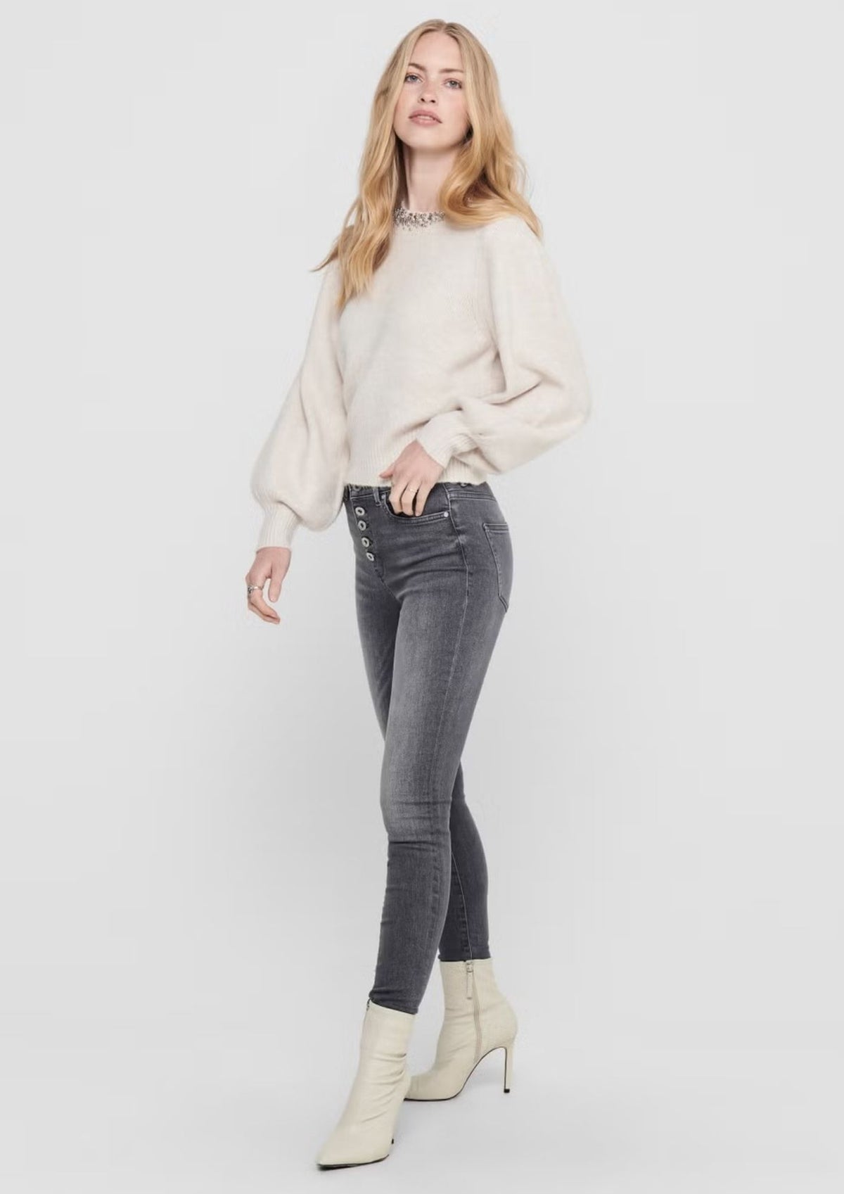 Only Pullover Donna Elsa Grigio Pomice 15210667 Pumice Stone ONLY