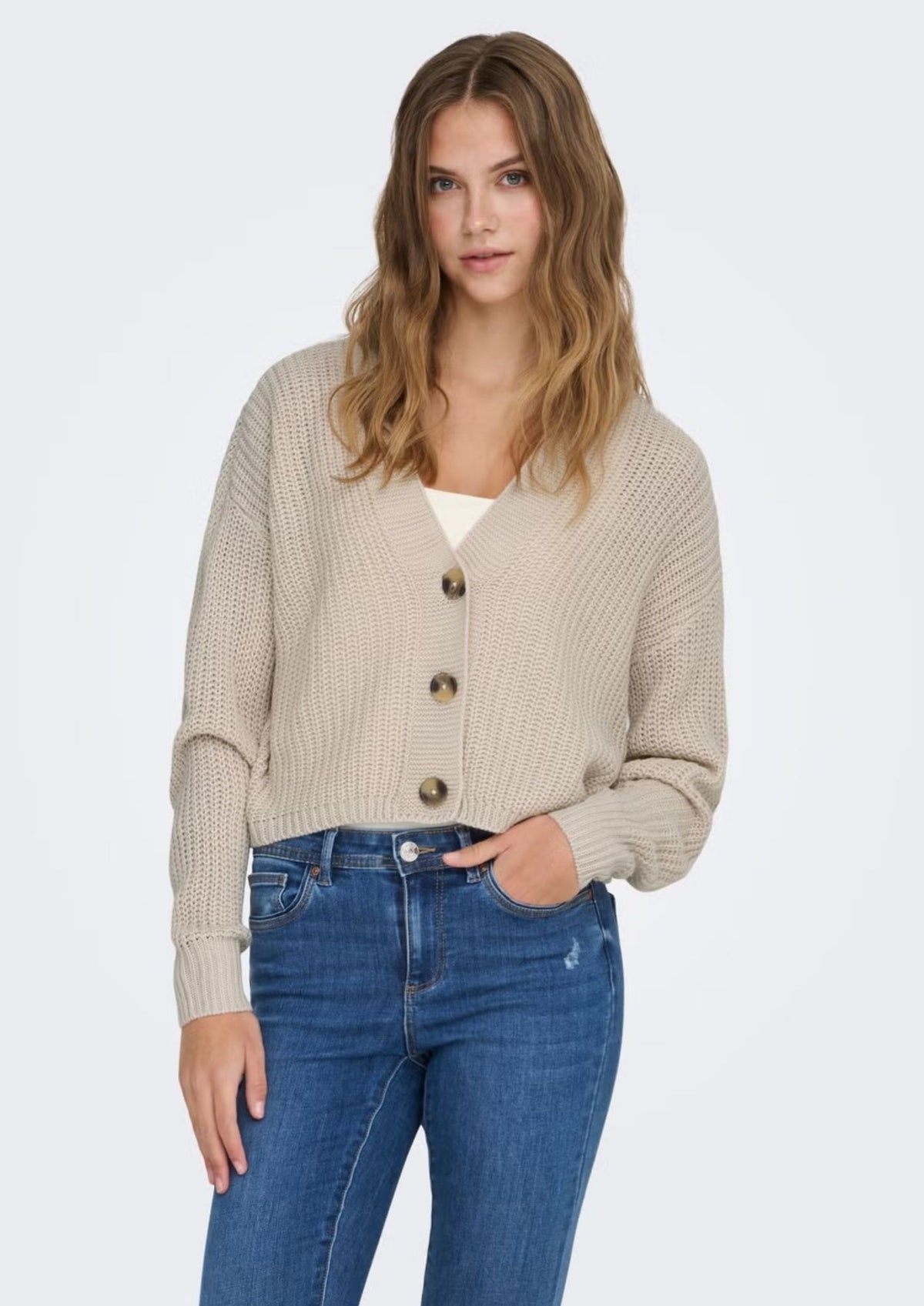Only Cardigan Donna Carol Grigio Pomice 15211521 Pumice Stone ONLY