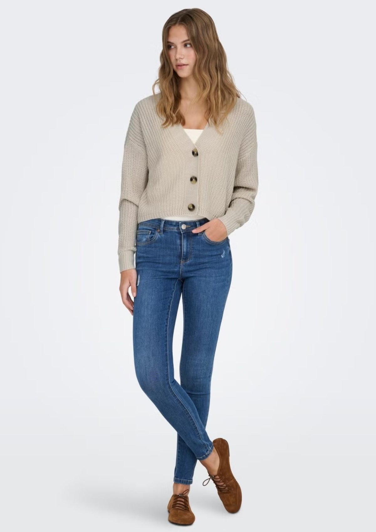Only Cardigan Donna Carol Grigio Pomice 15211521 Pumice Stone ONLY
