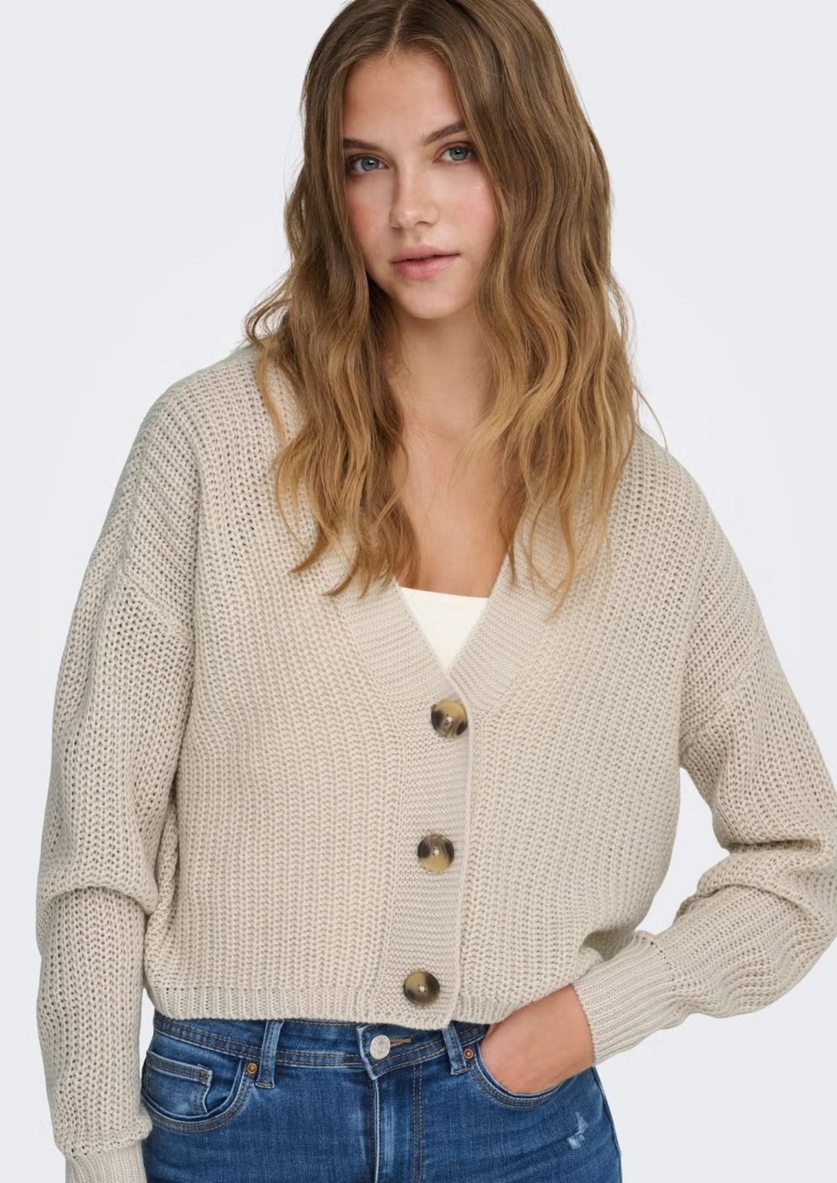 Only Cardigan Donna Carol Grigio Pomice 15211521 Pumice Stone ONLY