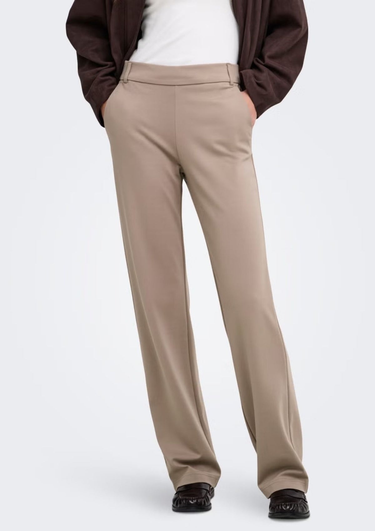 Only Pantalone Donna Poptrash Grigio Tortora 15341829 Taupe Gray ONLY
