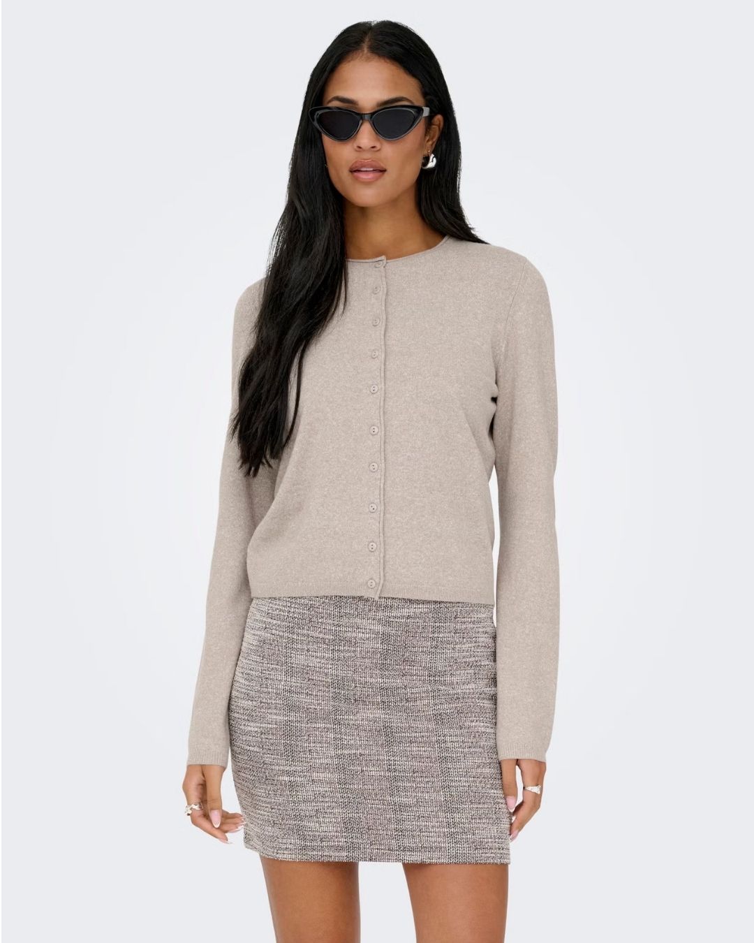 Cardigan Donna Beige 15368959 Beige Melange ONLY