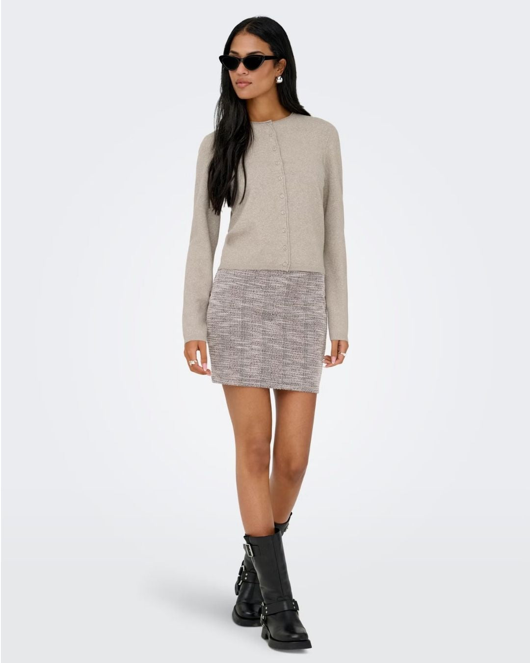 Cardigan Donna Beige 15368959 Beige Melange ONLY