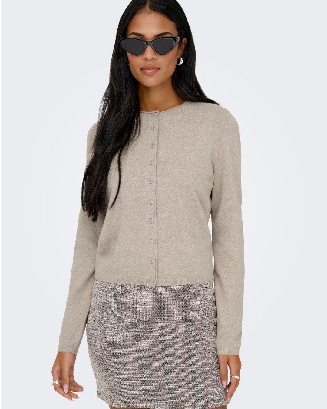Cardigan Donna Beige 15368959 Beige Melange ONLY