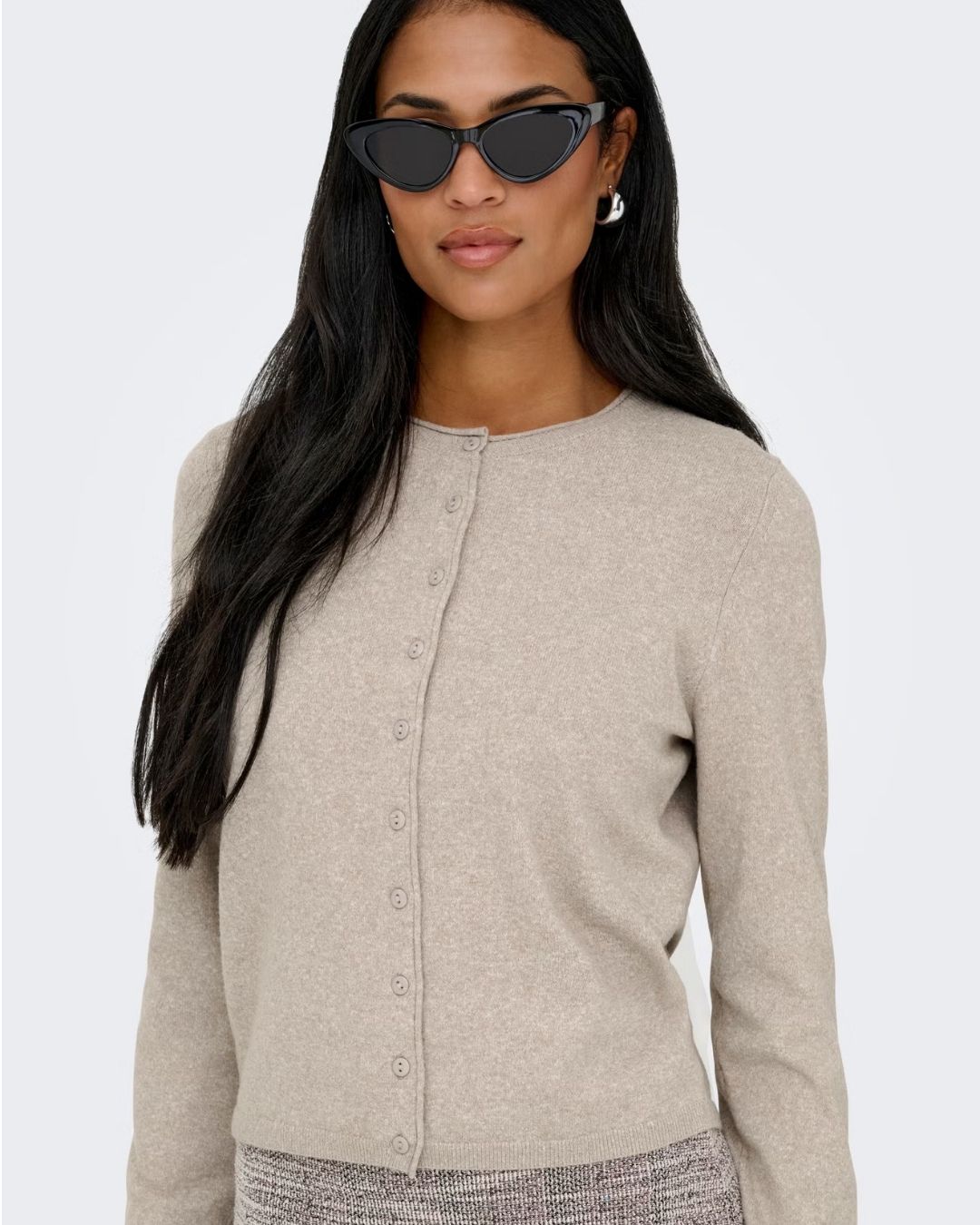 Cardigan Donna Beige 15368959 Beige Melange ONLY
