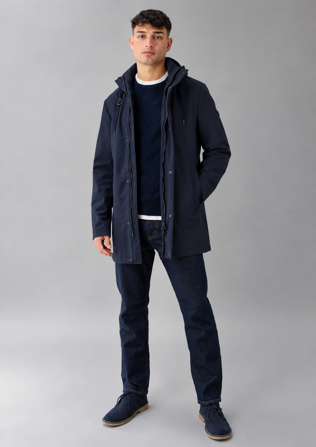 Giubbino non imbottito ispirazione parka Hug Eng Blu Navy RIMA345J F0280 888 RIHUNIK