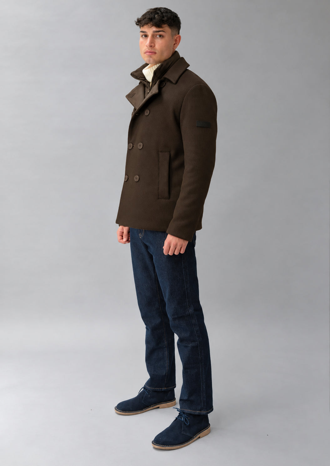 Capospalla ispirato al classico peacoat Quincey 26 Bordeaux Mill RIMA364J F0056 141 RIHUNIK